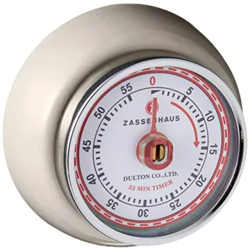 Zassenhaus Cream Retro Magnetic Kitchen Timer - Classic 2.7-Inch Mechanical Timer