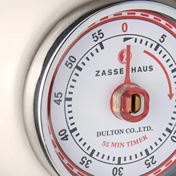 Zassenhaus Cream Retro Magnetic Kitchen Timer 2.7-Inch