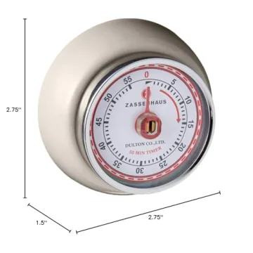 Zassenhaus Cream Retro Magnetic Kitchen Timer 2.7-Inch