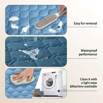 gogobunny 100% Double-Sided Waterproof Dog Bed Cover Pet Blanket Sofa Couch Furniture Protector for Puppy Large Dog Cat, Reversible (30x30 Inch (Pack of 1), Dark Blue/Light Blue)