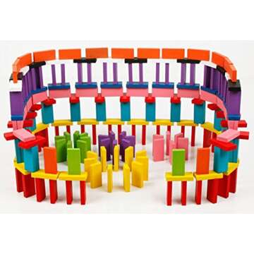 BlueSnail 10 Color Authentic Standard Basswood Wooden Dominoes Toys Domino Blocks Set, Kids Dominos Educational Racing Toy Tiles Educational Games(240 pcs)