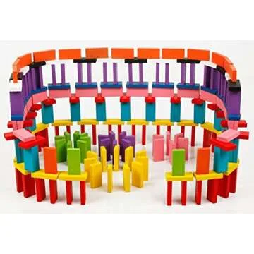 BlueSnail 10 Color Authentic Standard Basswood Wooden Dominoes Toys Domino Blocks Set, Kids Dominos Educational Racing Toy Tiles Educational Games(240 pcs)