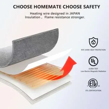 Homemate Electric Blanket Full Size- 72"x84" Heated Blanket Full Size 1/2/4/6/8 Hours Auto-Off 10 Heat Levels Over-Heat Protection Soft Flannel Sherpa Heating Blanket Full Size ETL Certification