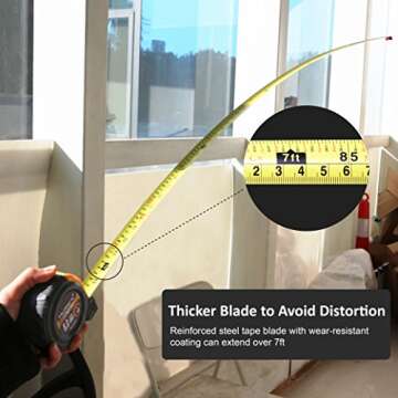 MulWark 26ft Measuring Tape Measure by Imperial Inch Metric Scale with Both-Side Metal Blade,Magnetic Tip Hook and Shock Absorbent Case-for Construction,Contractor,Carpenter,Architect,Woodworking