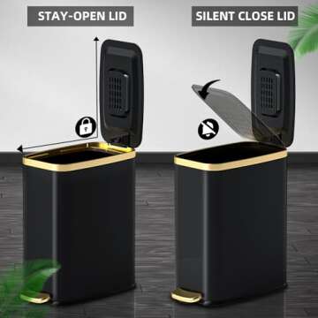 CEROELDA Slim Bathroom Trash Can with Soft Close Lid