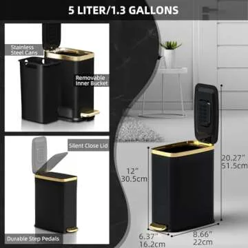 CEROELDA Slim Bathroom Trash Can with Soft Close Lid