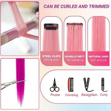 TOFAFA 22 Pcs Colorful Hair Extensions for Fun Looks