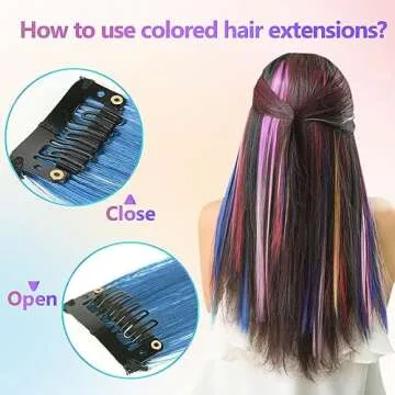 TOFAFA 22 Pcs Colorful Hair Extensions for Fun Looks
