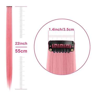 TOFAFA 22 Pcs Colorful Hair Extensions for Fun Looks