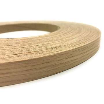 Edge Supply White Oak 2" x 25' Roll Preglued, Wood Veneer Edge Banding, Iron on with Hot Melt Adhesi...