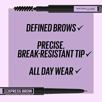 Maybelline Express Brow Ultra Slim Eyebrow Makeup, Brow Pencil with Precision Tip and Spoolie for De...