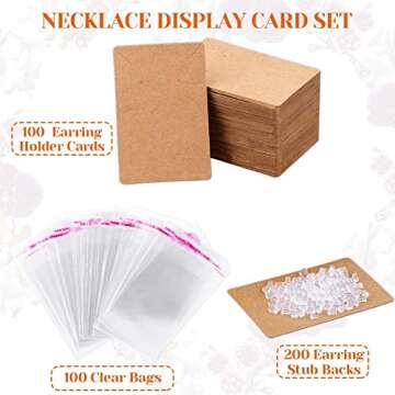 Earring Cards, Anezus 100 Pcs Earring Display Cards Earring Holder Cards with 200 Earring Backs and ...
