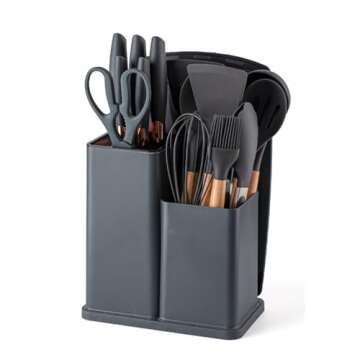Cooking Utensils Set, Caliamary 19 PCS Silicone Kitchen Utensils Set with Holder and Kitchen Knife S...