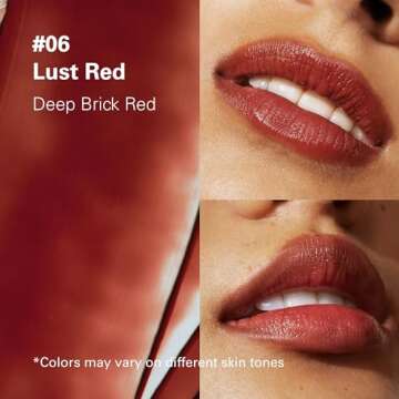 Melixir Vegan Lip Butter #06 Lust Red(Tinted) (+11 more colors) 0.13oz, Bee Free, Petrolatum Free, Deep Nourishing Plant-Based Vegan Chapstick, Vegan Lip Balm for Dry, Cracked and Chapped Lips