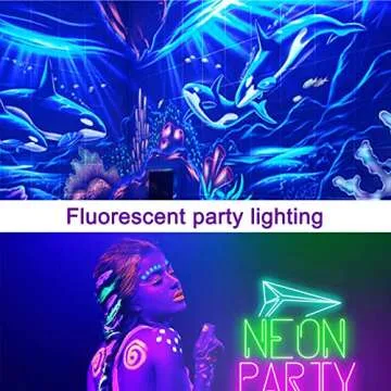 2-Pack Black Light LED Black Light Bars, IP65 Waterproof Black Lights, Glow-in-The-Dark Party Lights for Blacklight Parties, bedrooms, Body Paint, Stage Lighting, and Fluorescent Poster