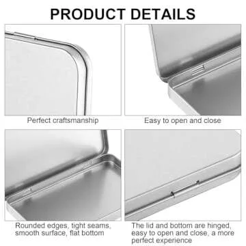2 Pack Hinged Tin Box Rectangular Metal Tin Box With Lid Metal Hinged Tins Box Containers Silver Metal Rectangular Tins For Watercolor Jewelry Pen Eraser Pill Candy Craft Organize 7 X 4.25 X 0.59'