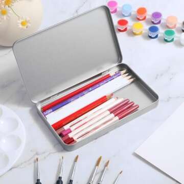 2 Pack Hinged Tin Box Rectangular Metal Tin Box With Lid Metal Hinged Tins Box Containers Silver Metal Rectangular Tins For Watercolor Jewelry Pen Eraser Pill Candy Craft Organize 7 X 4.25 X 0.59'