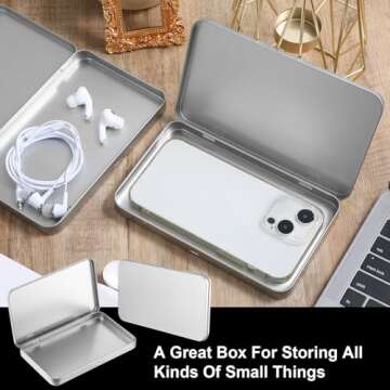 2 Pack Hinged Tin Box Rectangular Metal Tin Box With Lid Metal Hinged Tins Box Containers Silver Metal Rectangular Tins For Watercolor Jewelry Pen Eraser Pill Candy Craft Organize 7 X 4.25 X 0.59'