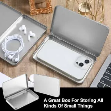 2 Pack Hinged Tin Box Rectangular Metal Tin Box With Lid Metal Hinged Tins Box Containers Silver Metal Rectangular Tins For Watercolor Jewelry Pen Eraser Pill Candy Craft Organize 7 X 4.25 X 0.59'