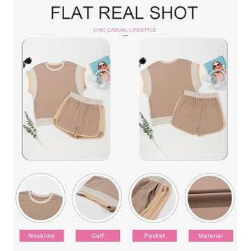 SHEWIN Women's Two Piece Lounge Sets Casual Short Sleeve Pullover Tops Matching Shorts Loungewear Tracksuit Set