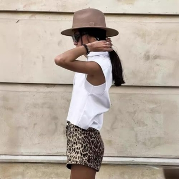Trendy QJK Leopard Print Denim Shorts for Bold Summer Style