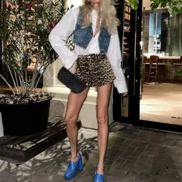Trendy QJK Leopard Print Denim Shorts for Bold Summer Style