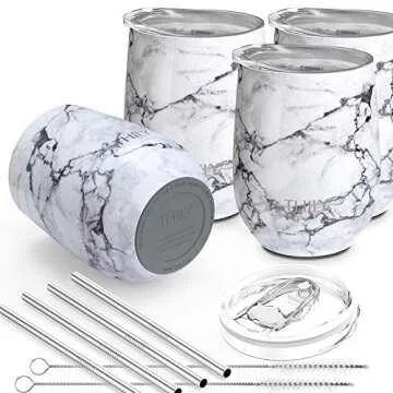 THILY Vacuum Insulated Wine Tumblers - 4 Pack Set