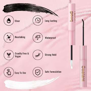 HIJJPS Lash Bond & Seal Waterproof, Cluster Glue for Eyelash Extensions, Strip Waterproof Strong Hold Latex Free All Day Wear, Suitable Sensitive Eyes, LBS1