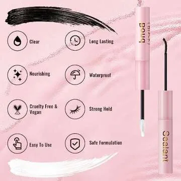 HIJJPS Lash Bond & Seal Waterproof, Cluster Glue for Eyelash Extensions, Strip Waterproof Strong Hold Latex Free All Day Wear, Suitable Sensitive Eyes, LBS1