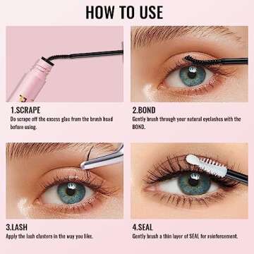 HIJJPS Lash Bond & Seal Waterproof, Cluster Glue for Eyelash Extensions, Strip Waterproof Strong Hold Latex Free All Day Wear, Suitable Sensitive Eyes, LBS1