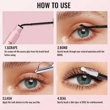 HIJJPS Lash Bond & Seal Waterproof, Cluster Glue for Eyelash Extensions, Strip Waterproof Strong Hold Latex Free All Day Wear, Suitable Sensitive Eyes, LBS1
