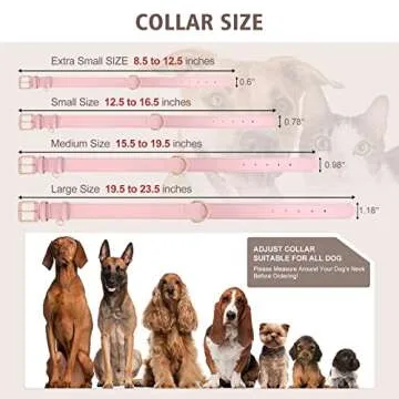 WLIXPBB Airtag Leather Dog Collar for Small Medium Large Dog Adjustable Soft Padded Air Tag Puppy Collar Heavy Duty Metal Buckle Collar with Anti-Lost Airtag Holder Protective Case,M,Pink