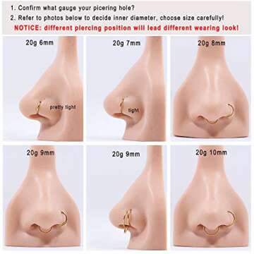 FANSING Big Nose Rings Hoops for Women 18g 9mm Nose Hoop 18 Gauge Septum Rings Gold Cartilage Earrings Hoop Lip Rings Helix Rook Nose Piercing Jewelry Surgical Steel Septum Jewelry