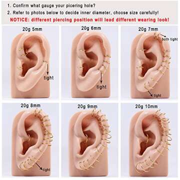 FANSING Big Nose Rings Hoops for Women 18g 9mm Nose Hoop 18 Gauge Septum Rings Gold Cartilage Earrings Hoop Lip Rings Helix Rook Nose Piercing Jewelry Surgical Steel Septum Jewelry