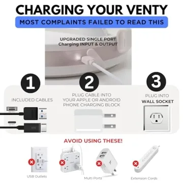 VENTY Portable Fan - Wireless 48HR Cooling & Light