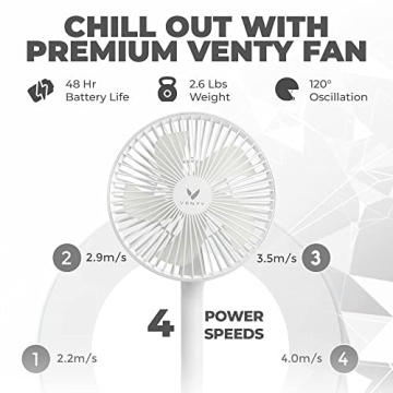 VENTY Portable Fan - Wireless 48HR Cooling & Light