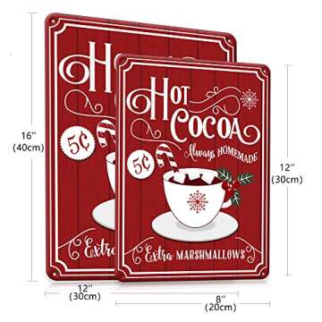 Christmas Decor Signs Farmhouse Decorative Red Hot Cocoa Vintage Wall Decorations - Cup of Cocoa 8x12 Inch