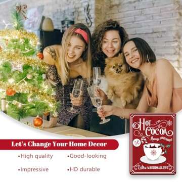 Christmas Decor Signs Farmhouse Decorative Red Hot Cocoa Vintage Wall Decorations - Cup of Cocoa 8x12 Inch