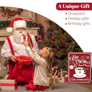 Christmas Decor Signs Farmhouse Decorative Red Hot Cocoa Vintage Wall Decorations - Cup of Cocoa 8x12 Inch