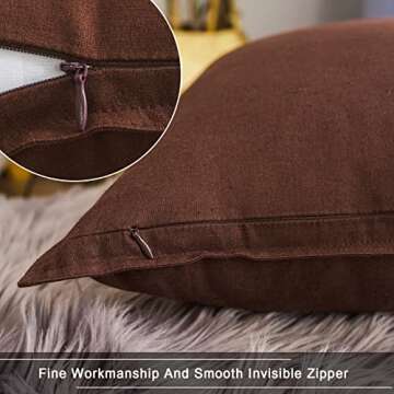 Jeanerlor Set of 2 20"x20" Pillowcase Cousion Cover Decor Cotton Linen with Unique Design to Embellish Balcony/Reception,(50 x 50cm), Reddish Brown