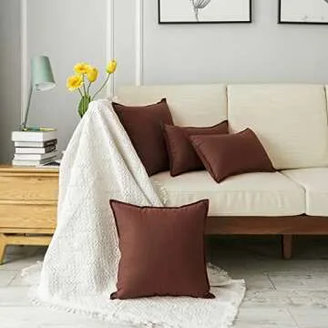 Jeanerlor Set of 2 20"x20" Pillowcase Cousion Cover Decor Cotton Linen with Unique Design to Embellish Balcony/Reception,(50 x 50cm), Reddish Brown