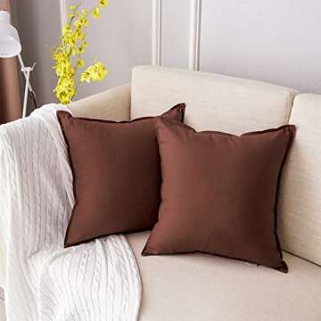 Jeanerlor Set of 2 20"x20" Pillowcase Cousion Cover Decor Cotton Linen with Unique Design to Embellish Balcony/Reception,(50 x 50cm), Reddish Brown