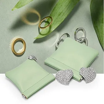 Green PU Leather Jewelry Pouch - Wedding Party Favor Gift Bag