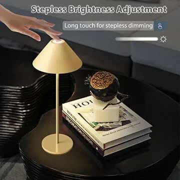 FUNTAPHANTA Gold Modern LED Lamp,Rechargeable Cordless Table Lamps, Stepless Dimming Touch Lamp, Sma...