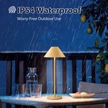 FUNTAPHANTA Gold Modern LED Lamp,Rechargeable Cordless Table Lamps, Stepless Dimming Touch Lamp, Small Battery Operated Lamp for Bedroom Bedside Desk Dining Restaurant Outdoor