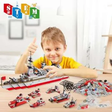 Sitodier STEM Building Set Toy | 811pcs Construction 25 in 1 Cruiser Ocean Ship Building Toy for 6 Years Up Boys | 25 Models Engineering Building Bricks Kit for Kids Ages 6 7 8 9 10 11 12 Years Old