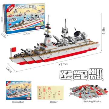 Sitodier STEM Building Set Toy | 811pcs Construction 25 in 1 Cruiser Ocean Ship Building Toy for 6 Years Up Boys | 25 Models Engineering Building Bricks Kit for Kids Ages 6 7 8 9 10 11 12 Years Old