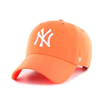 Vibrant Neon Orange Yankee Logo Cap - Unisex Adjustable Fashion Statement