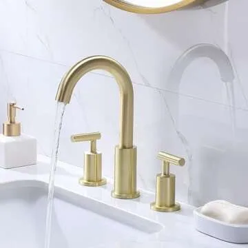 Comllen 8 Inch Brushed Gold Bathroom Faucet for Elegant Washrooms
