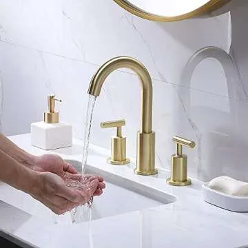 Comllen 8 Inch Brushed Gold Bathroom Faucet for Elegant Washrooms